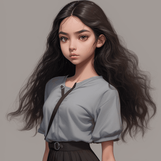 AI generated: a girl of barely 16 years of age, of short stature, captivating brown eyes with long eyelashes and l...
