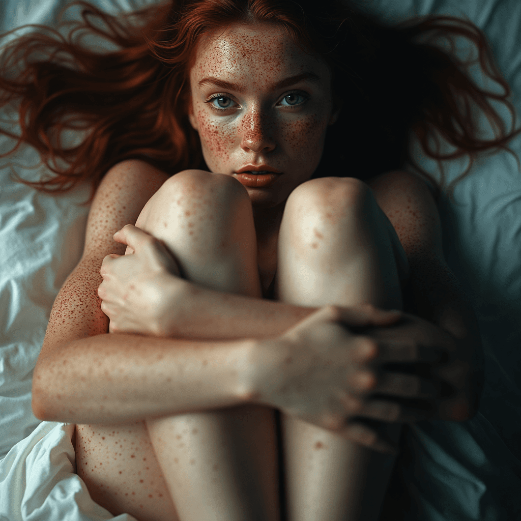 AI generated: (Fine art photography:1.5, Cinematic portrait:1.4, Intimate close-up:1.4, High-resolution 8K:1.5, So...