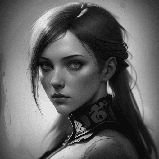 AI generated: abyssorangemix2_Hard, (greyscale, traditional media, sketch), portrait, 1girl, cover - perfect tone,...