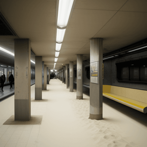 AI generated: subway, brutalism, sand