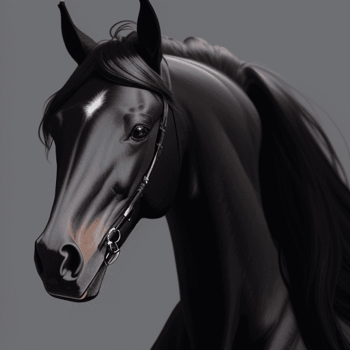 AI generated: image of a black horse with very realistic images with long manes