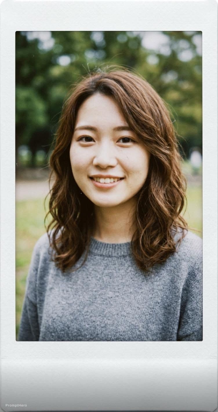 AI generated: Japanese girl, 18-21 years old, brown hair, high-quality photo portrait, shot on a Polaroid camera, ...