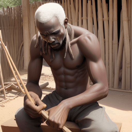 AI generated: african man chiseling himself