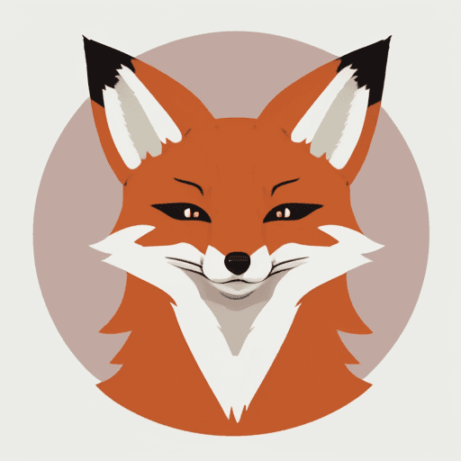 AI generated: sticker of a fox head, illustration style, simple, colorful with unnatural color palette
