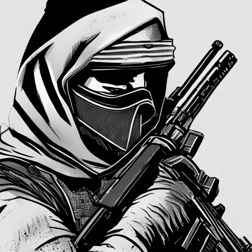 AI generated: A dark fantasy vector sketch shot of a Counter-Strike: Global Offensive (CS:GO) sniper with a hood a...