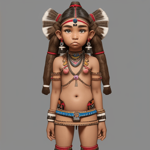 AI generated: 13-18 year old tribal girl  pee front view
