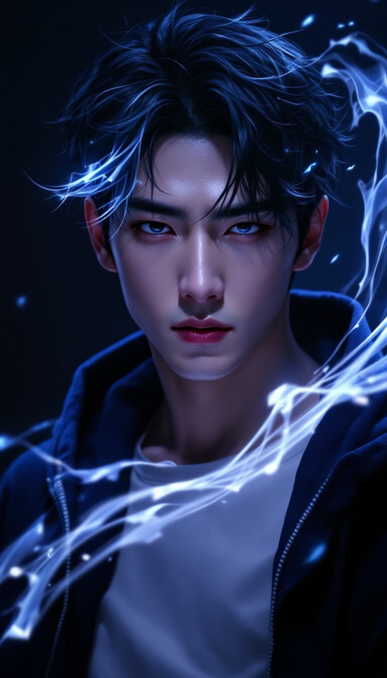 AI generated: A photo-realistic full body-portrait of Sung Jin-Woo from Solo Leveling fighting Igris with piercing...