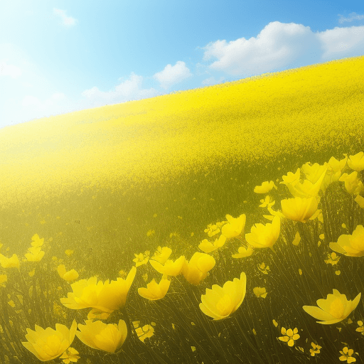 AI generated: a field of yellow flowers in spring
