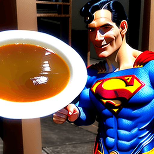 AI generated: Superman Eating encebollado in Quito