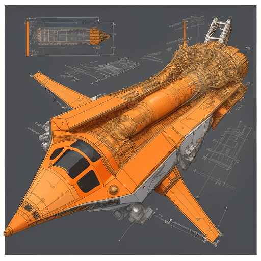 AI generated: Produce a detailed technical illustration of a spacecraft, showcasing a cutaway design that reveals ...