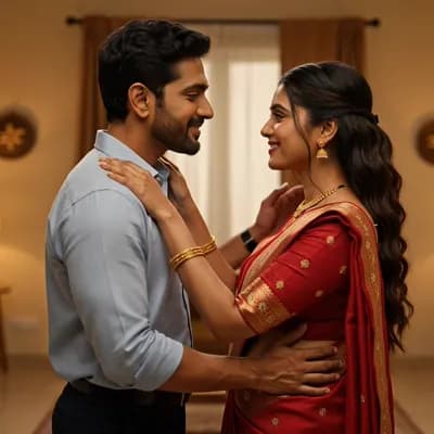 AI generated video: indian couple kissing