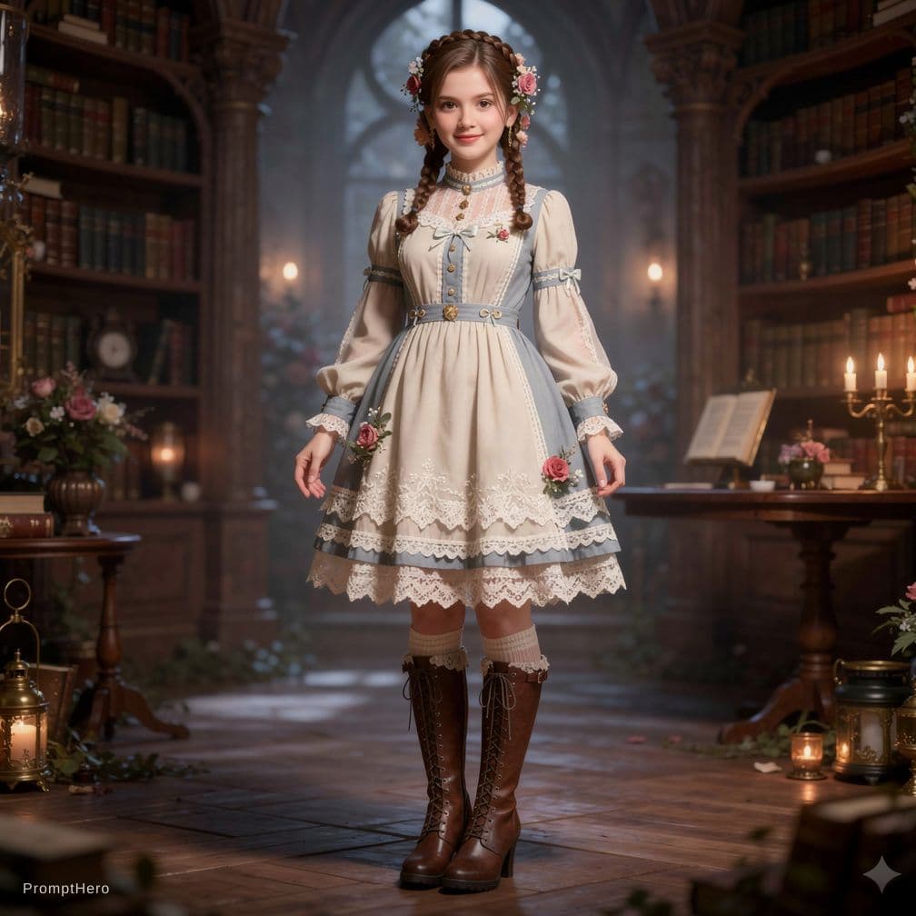 AI generated: A professional full-body image of a small, 18 year old blonde female with curly hair styled in vario...