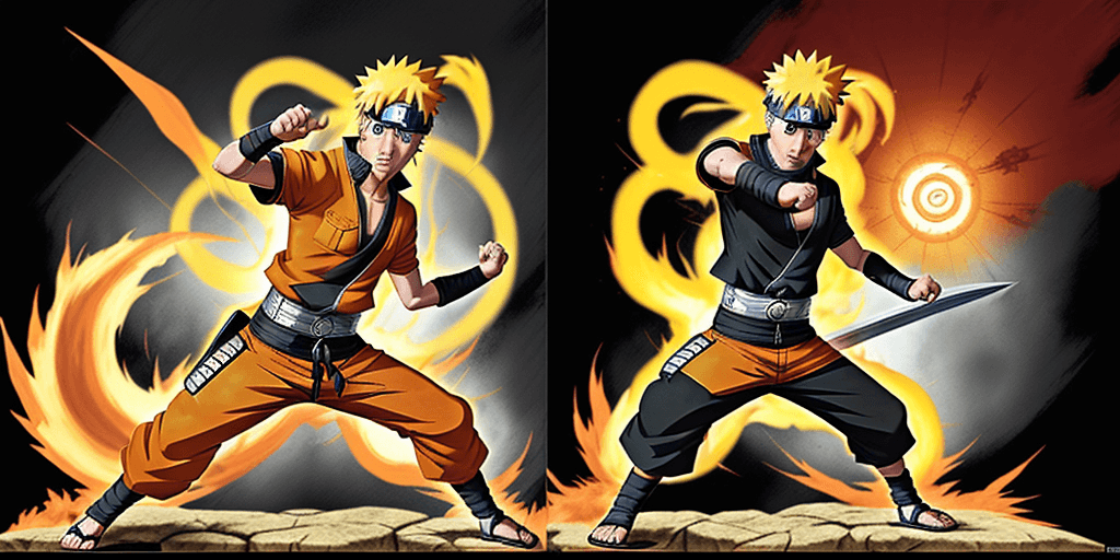 AI generated: book poster, centralimage of Naruto Uzumaki, in a heroic pose, perhaps fighting enemy,elements from ...