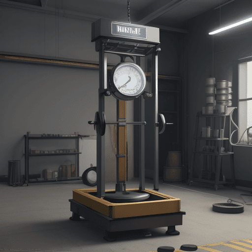 AI generated: High quality, realistic mechanic weighing machine that says theory on one side and Practice on the o...