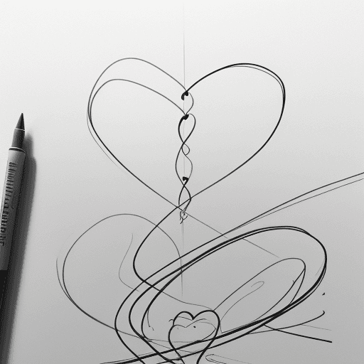 AI generated: continuous line drawing connecting a heart and a runner