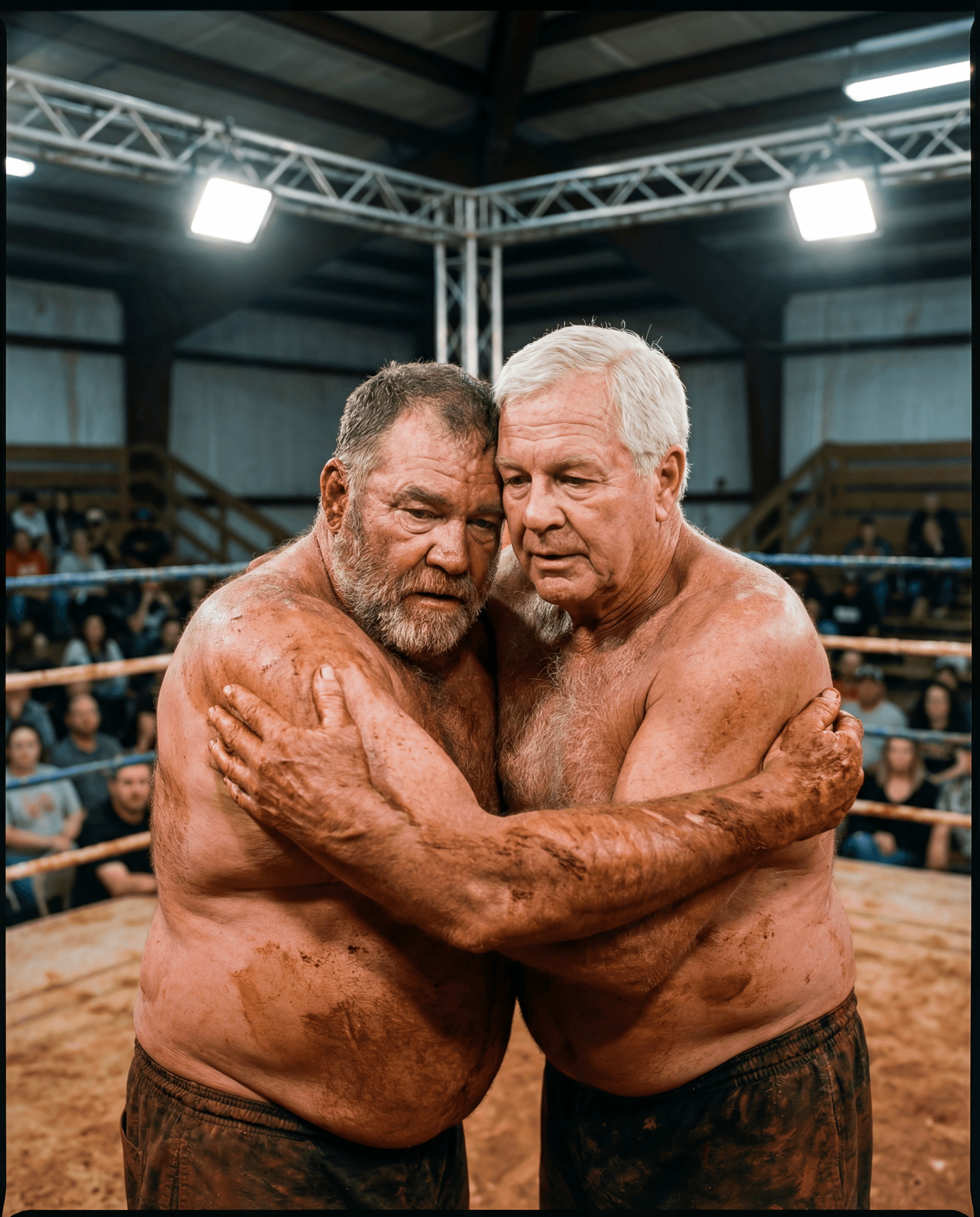 AI generated: RAW DOCUMENTARY SPORTS PHOTOGRAPH
LOCAL AMERICAN RED CLAY MUD WRESTLING — VERTICAL 9:16
ASPECT / OUT...