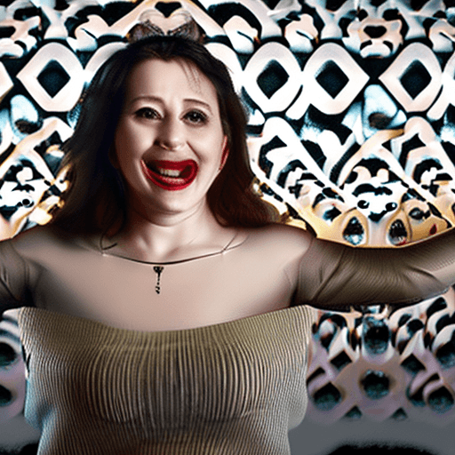 AI generated: dark background, dramatic light, backlight, rim lighting, (chubby:0.3), mexican woman 44yo, laughing...