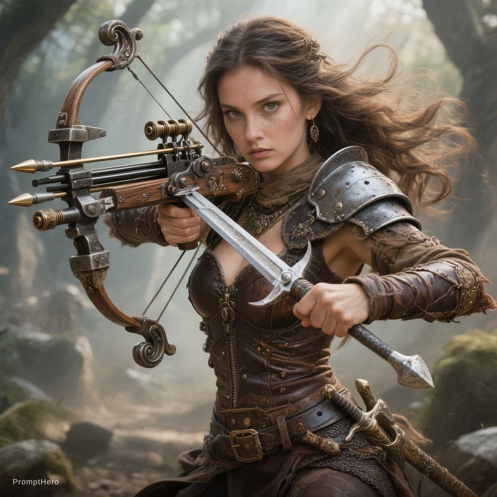 AI generated: Create an image of an ancient mythical warrior princess known for her beauty, wisdom and fast, focus...