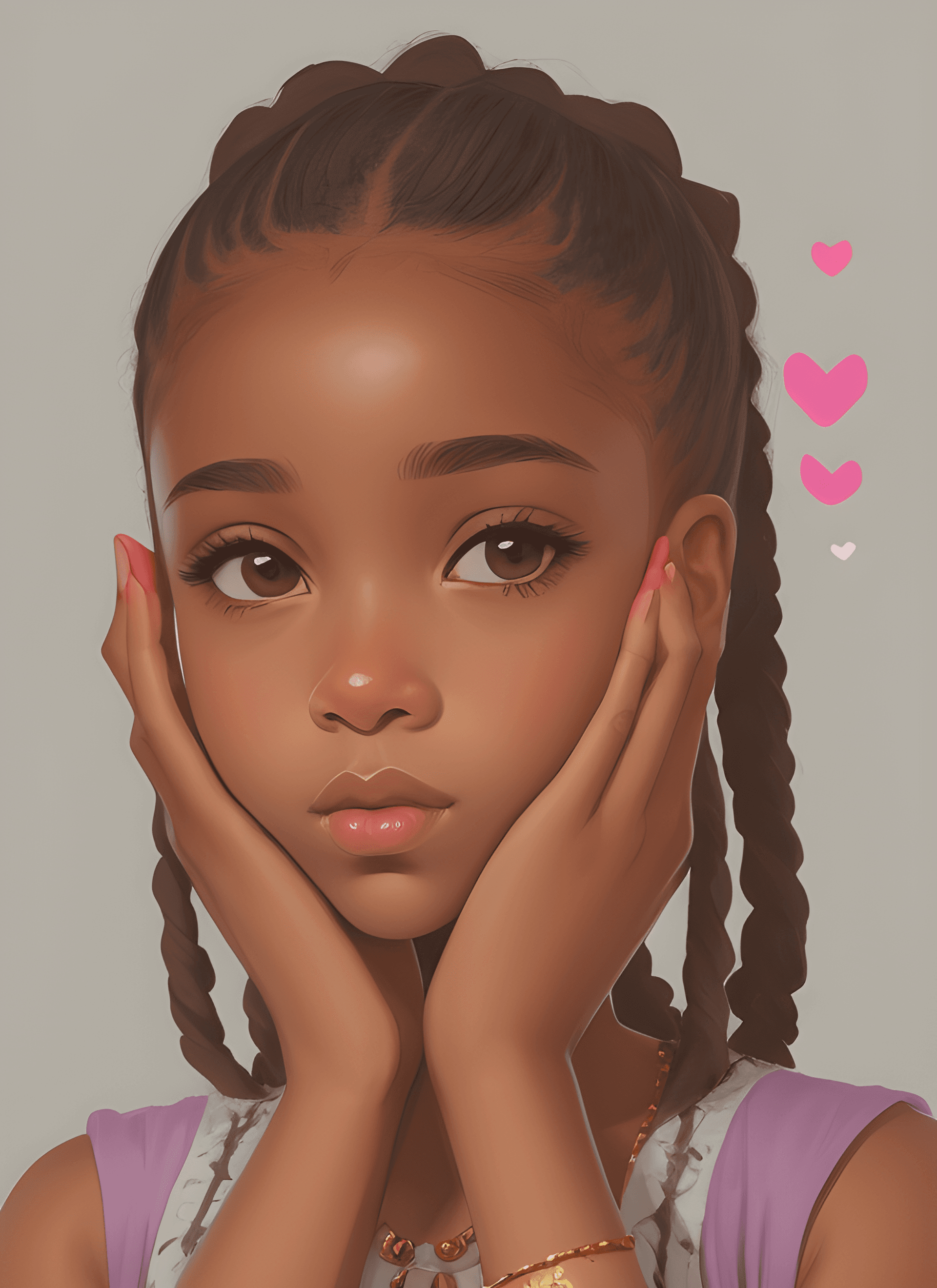 AI generated: a drawing of a woman with her hands on her face, a digital painting, trending on Artstation, process...
