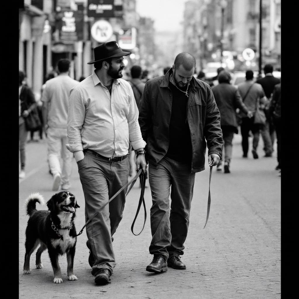 AI generated: Homosexual men on a leash.