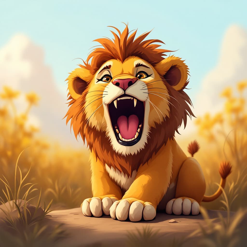 AI generated: little lion roars