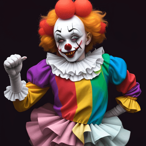 AI generated: scary clown flowers dancing