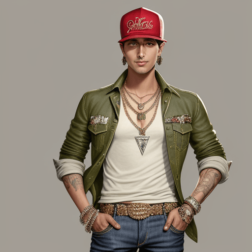 AI generated: A character illustration of Rich Pockets standing confidently, hands in the pockets of his designer ...
