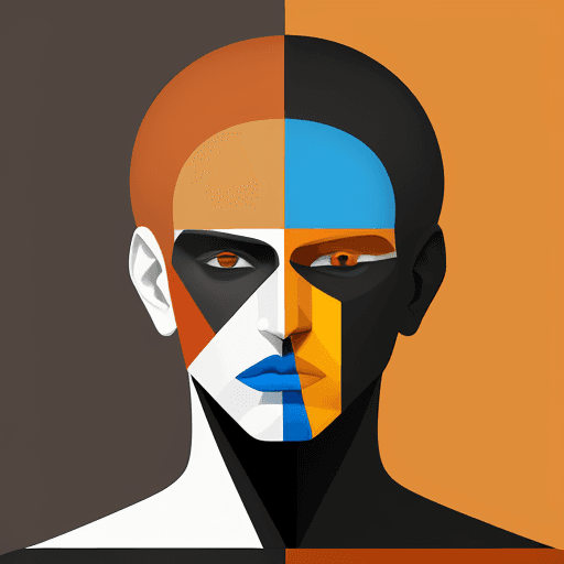 AI generated: *"A modernist abstract male face composition inspired by the cubist style, with geometric shapes in ...