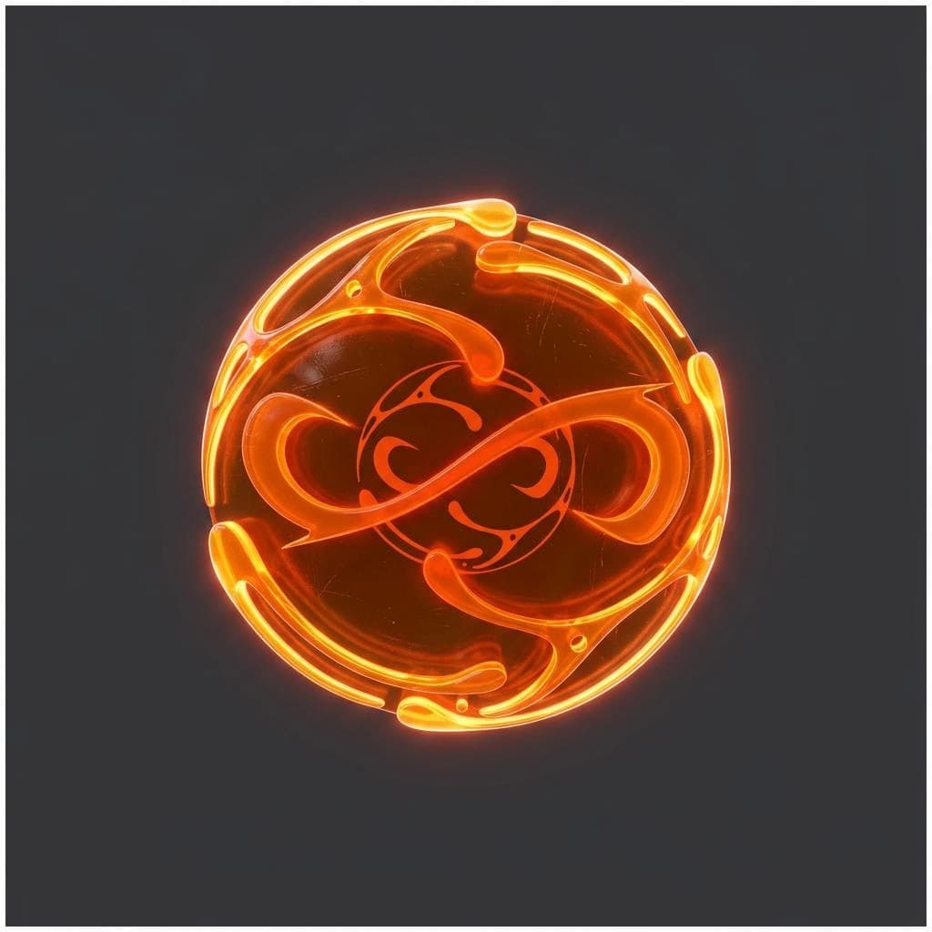 AI generated: Translucent neon-orange polymer material with radioactive toxic aesthetic, glassy jelly-like plastic...