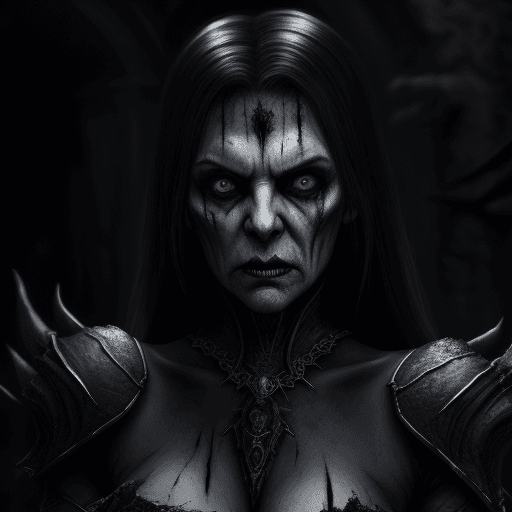 AI generated: Elder female superior ancient Strigoi vampire, horror, ultra-detailed, HDR, dramatic lighting, dark ...
