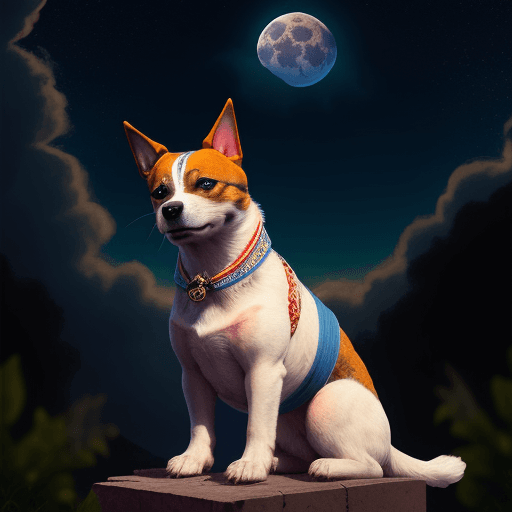 AI generated: un perrito en la luna mirando al sol
