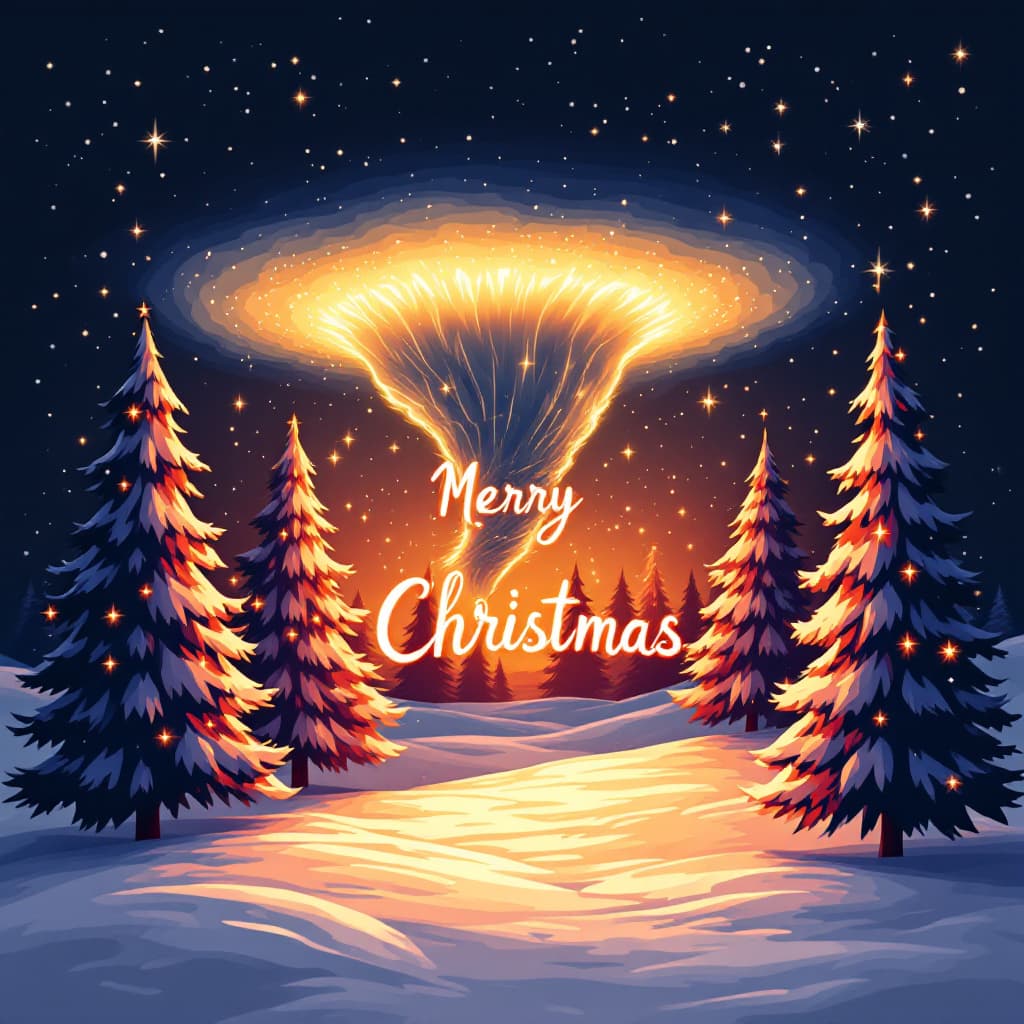 AI generated: Christmas night background with christmas tree silhouettes, garland decoration vector illustration. ...