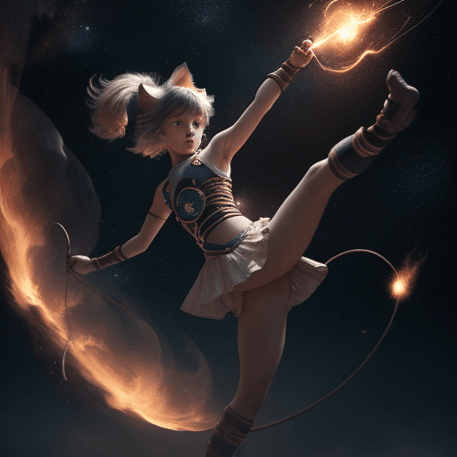 AI generated: cinematic portrait of a young beautiful pretty and cute female with a monkey tail, kitty ears and ca...