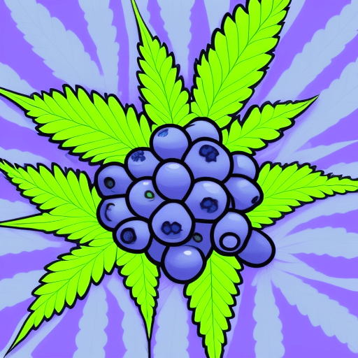 AI generated: cannabis, weed, blue dream weed strain, blueberry, berry, cartoon, anime