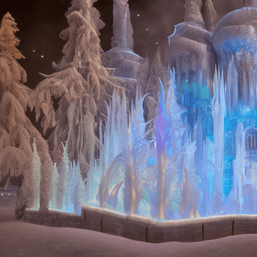 AI generated: Fantasy Ice Palace: A [majestic/foreboding] ice palace in a [sparkling/blizzard-swept] winter wonder...
