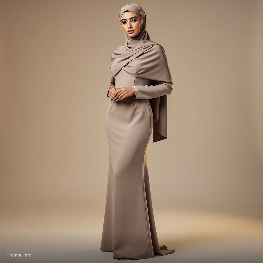 AI generated: Sexy arabic women hijab with big boobs thight fit dress