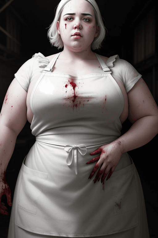 AI generated: RAW photo, low key, cinematic composition, fat  ugly female butcher, woman, rim light, blood everywh...