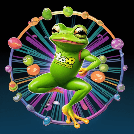 AI generated: Create a vibrant logo featuring Pepe, the iconic frog meme, as the central character. Pepe should be...