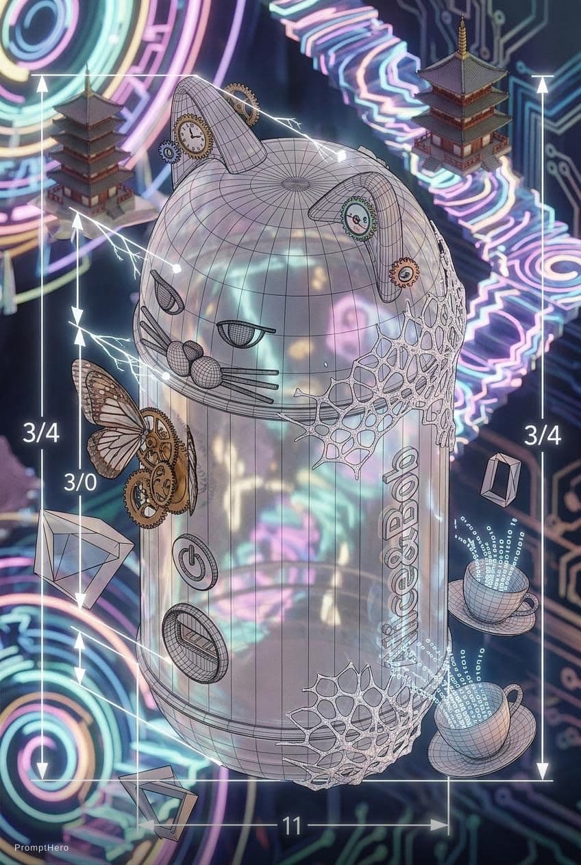 AI generated: A extremely surreal anime photo of a human device similar to the image attached; which has no purpos...
