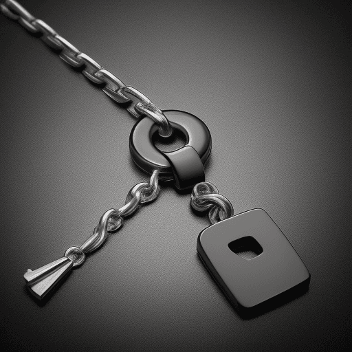 AI generated: The image showcases a unique and creative keychain created by combining a piece of rubber and a stai...