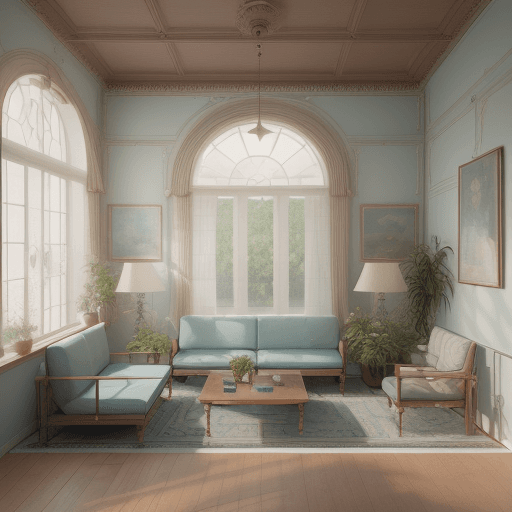 AI generated: High resolution photography interior design, dreamy sunken living room conversation pit, wooden floo...