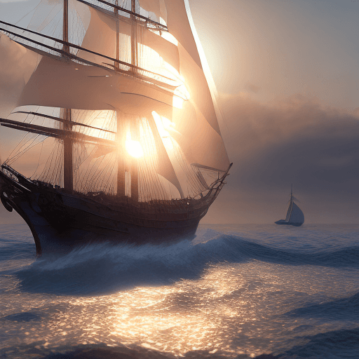 AI generated: Photo of a ultra realistic sailing ship, dramatic light, pale sunrise, cinematic lighting, battered,...