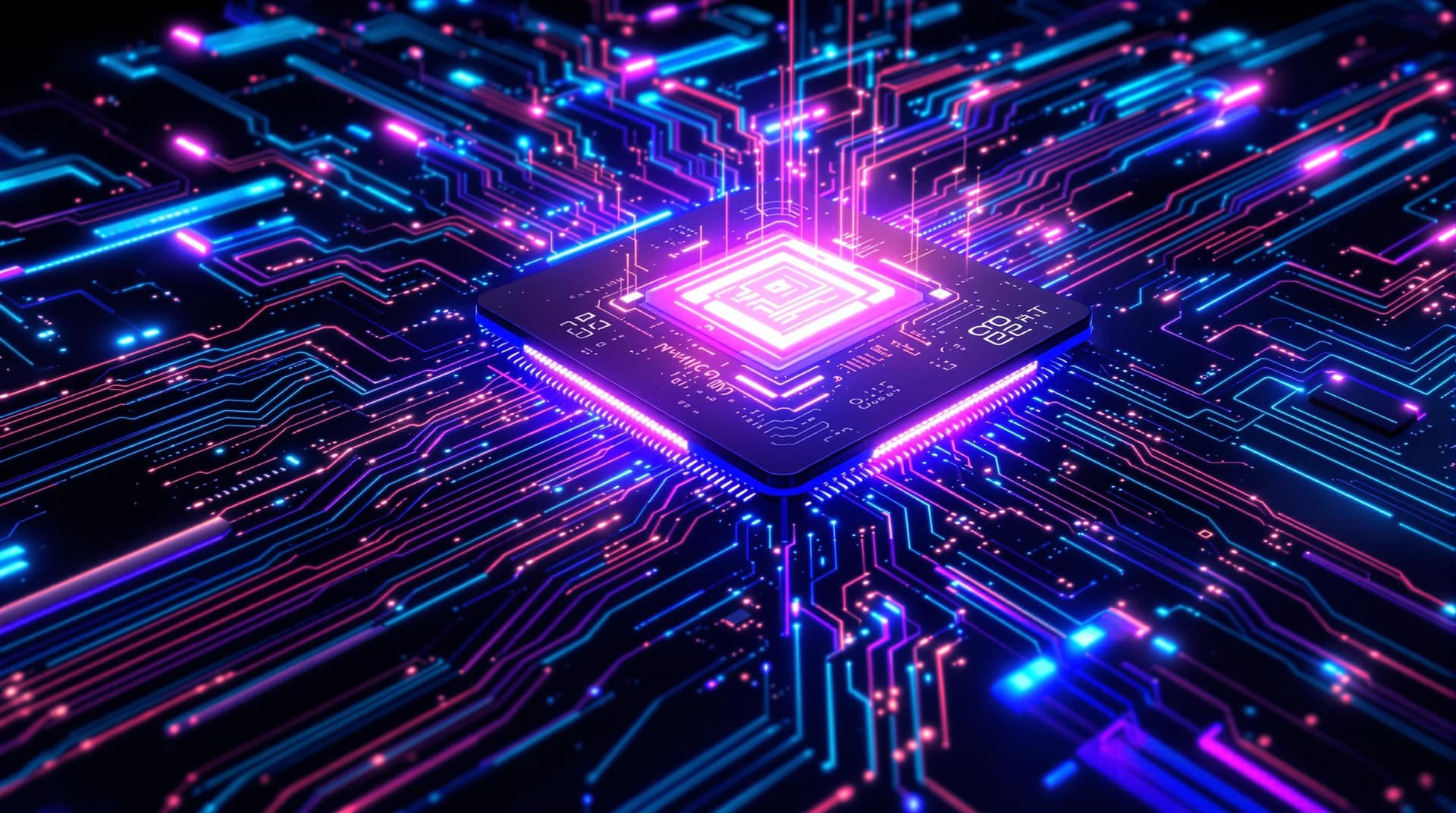 AI generated: "A futuristic AI quantum computer with a sleek, high-tech design, featuring glowing blue and purple ...