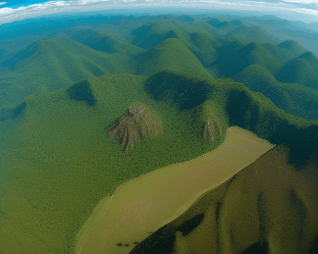 AI generated: hyper realistic image of an aerial view of a native latin american landscape