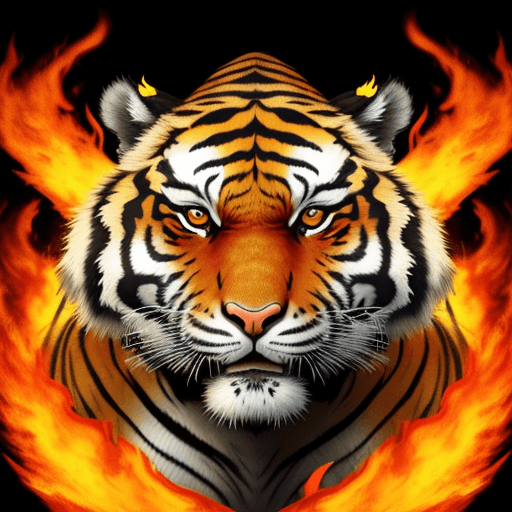 AI generated: Tiger_warrior_logo_fire_smoke_rage