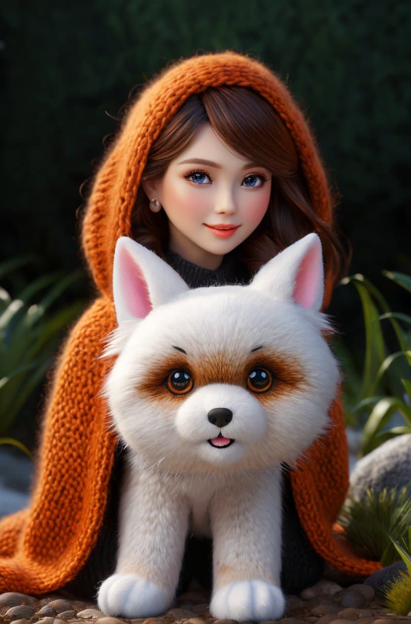 AI generated: (cute knitted creatures:1.4), portrait, photography, detailed skin, realistic, photo-realistic, 8k, ...
