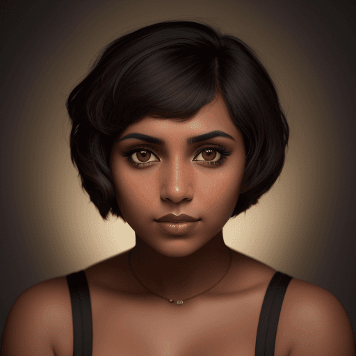 AI generated: photo of an attractive brown woman with short hair, looking at the camera, portrait photography, in ...