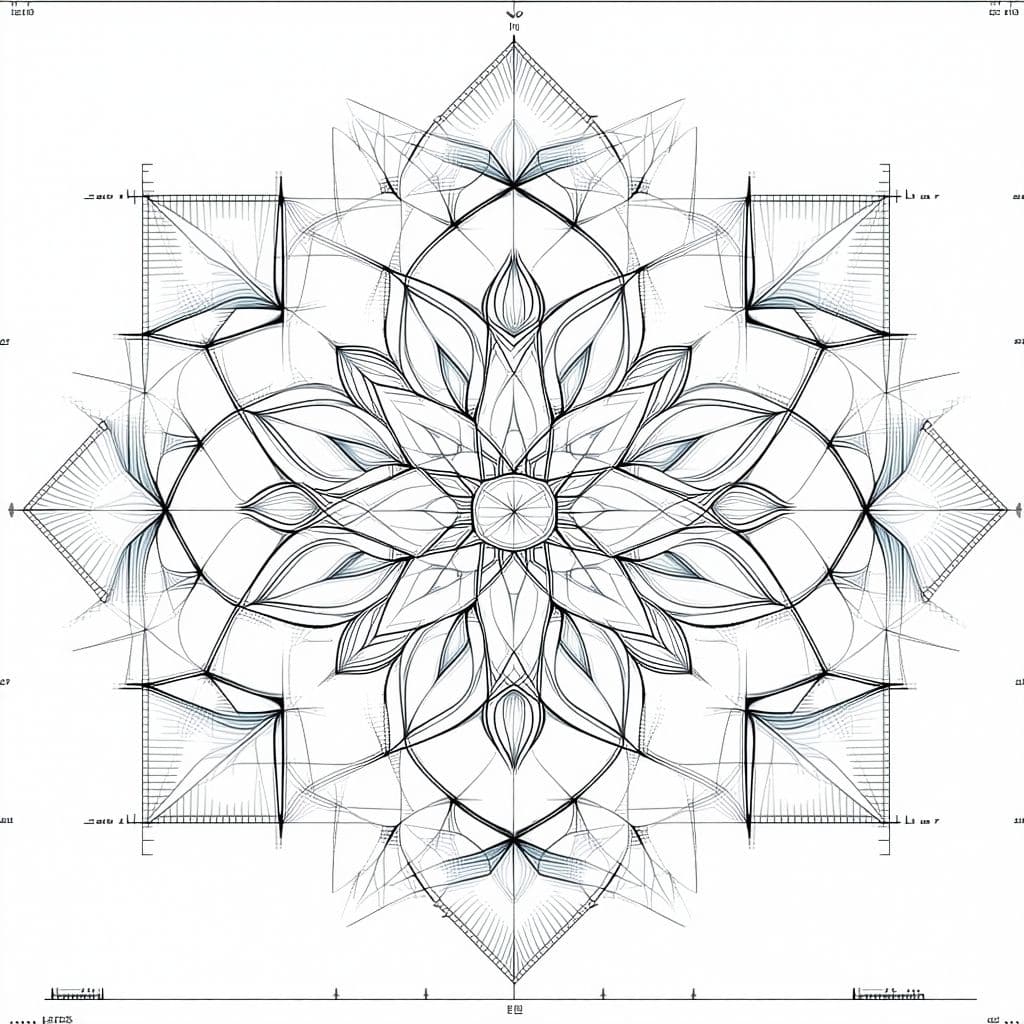 AI generated: Design a mandala with a geometric shape in the center, surrounded by a series of interconnected shap...