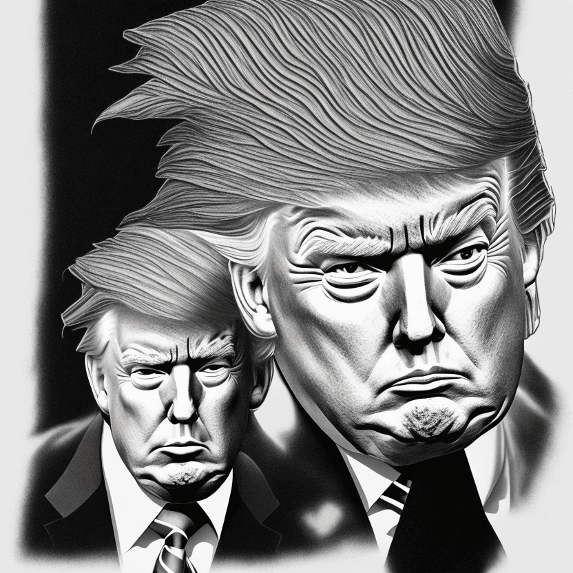 AI generated: poor trump Negative art Illustration, black drawing on white background