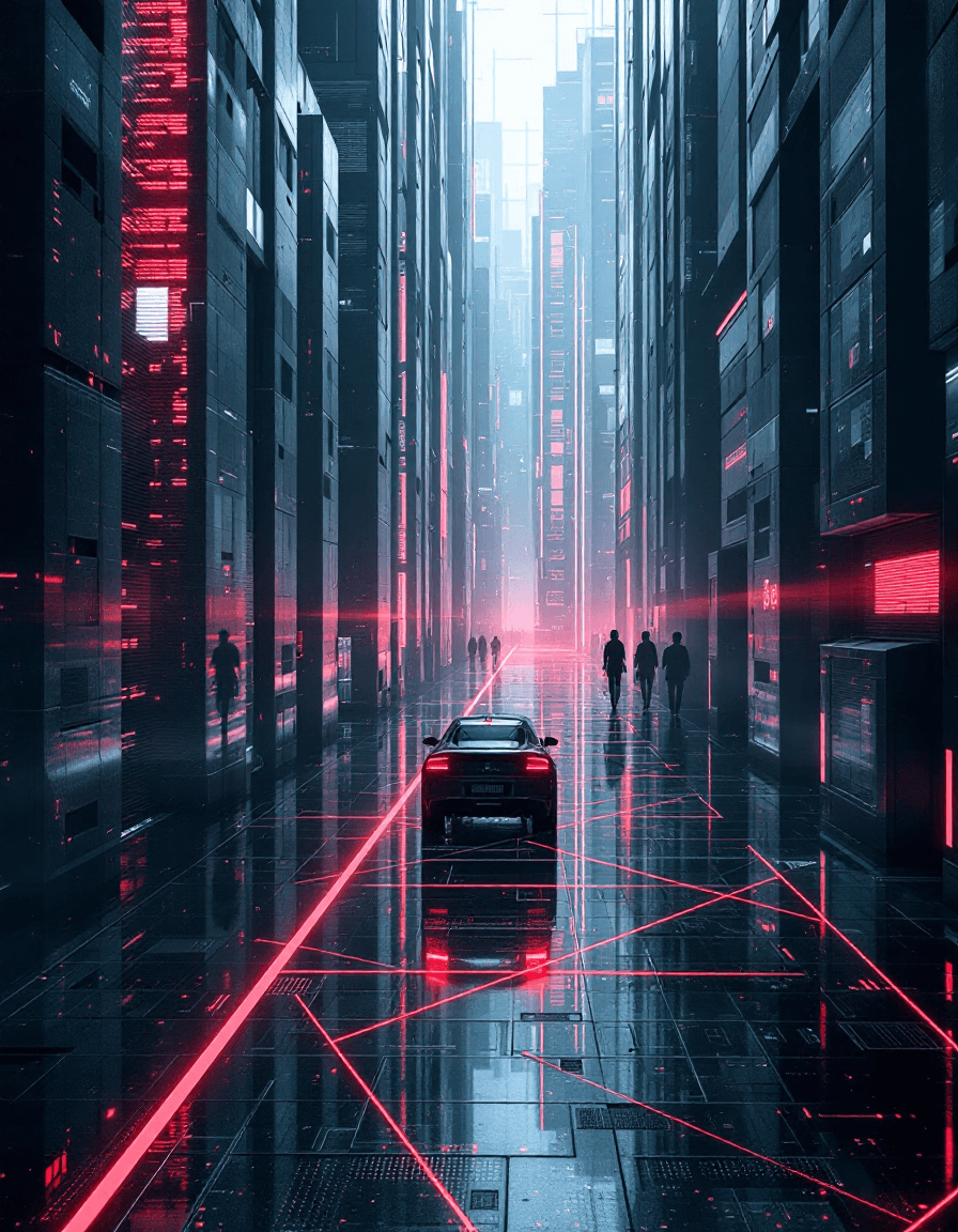 AI generated: A random strange image of a futuristic scenario in the style of Futuristic Grid Aesthetics